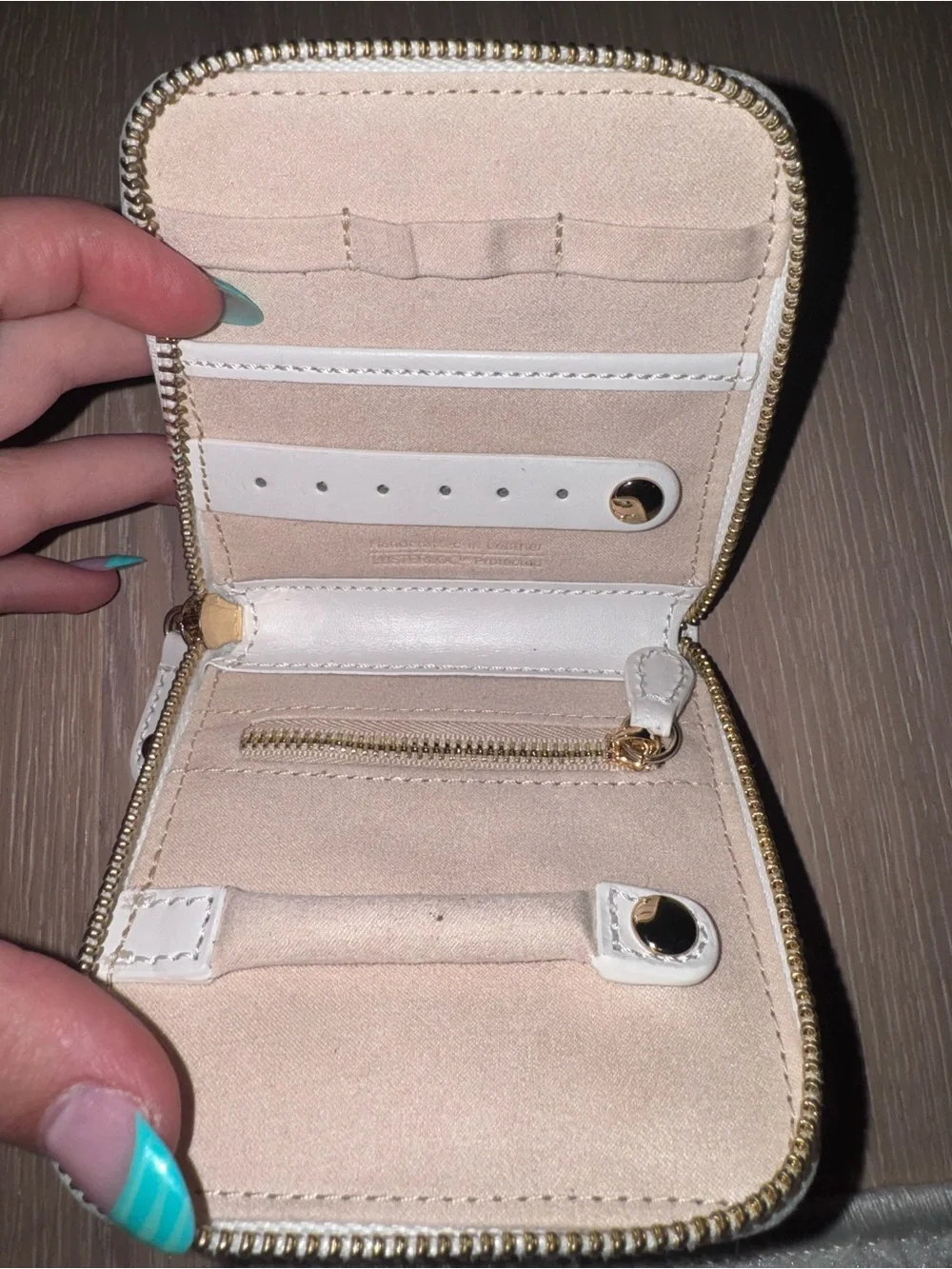 WOLF White Studded Zip Wallet with Gold Accents - Picture 3 of 3